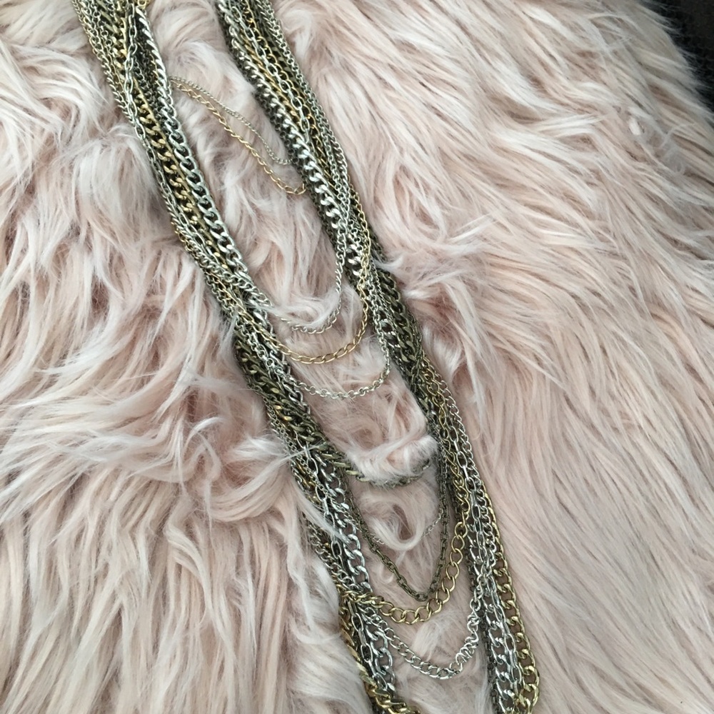 Mixed metal chain necklace very rock/roll chic